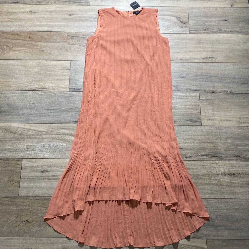 Club Monaco Womens Pleated High Low Dress Size 6 Peach Lined Sleeveless